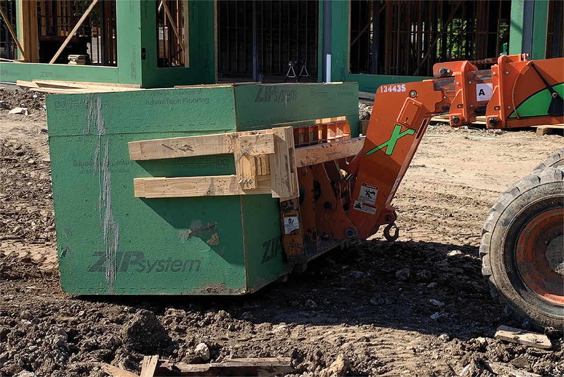 dangerous telehandler wooden trash box